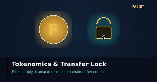 FACIET tokenomics transfer lock coin and padlock illustration