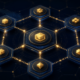 Hexagonal blockchain network illustration representing a BEP-20 token on BNB Smart Chain