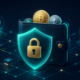 Illustration of a digital wallet protected by a glowing padlock shield, representing crypto wallet security for FACIET tokens